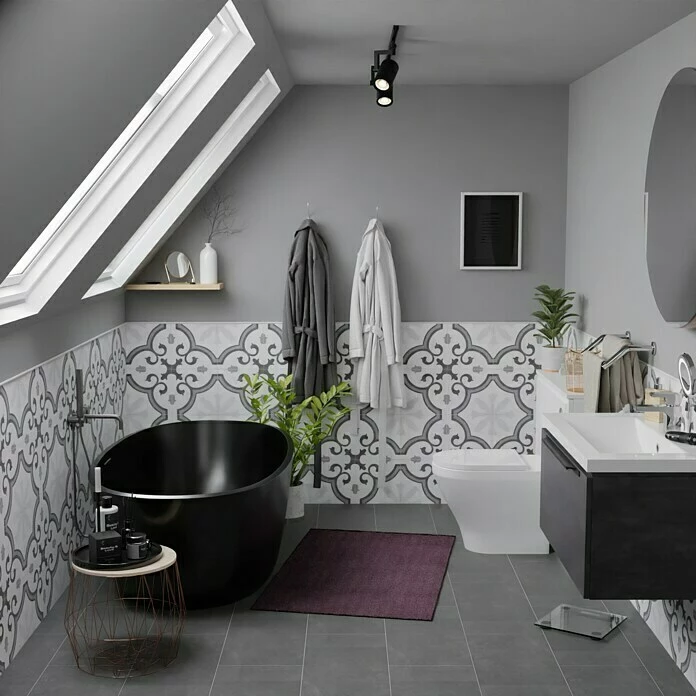 BAUHAUS Feinsteinzeugfliese Vintage Lacour 25 X 25 Cm, Schwarz/Grau/Weiß, Matt 3 BAUHAUS Feinsteinzeugfliese Vintage Lacour 25 X 25 Cm, Schwarz/Grau/Weiß, Matt – Bild 3