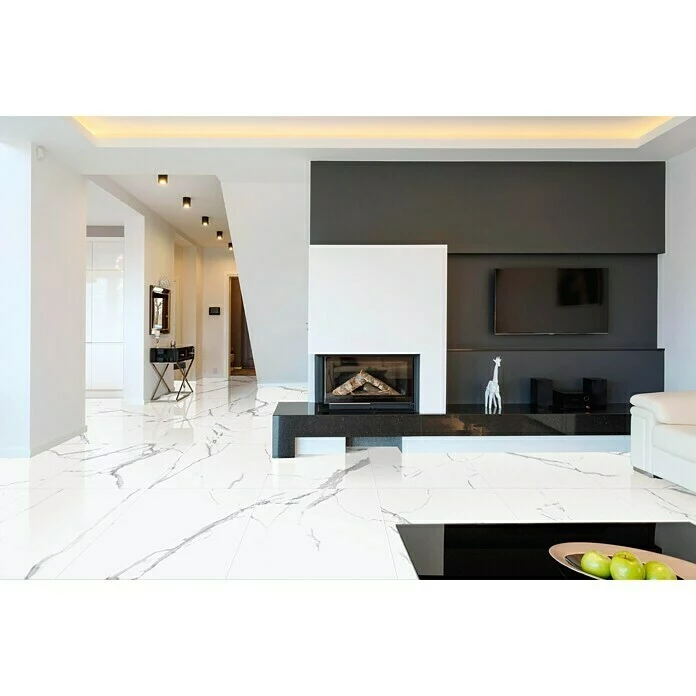 BAUHAUS Feinsteinzeugfliese Calacatta 100 X 100 Cm, Weiß, Glänzend 2 BAUHAUS Feinsteinzeugfliese Calacatta 100 X 100 Cm, Weiß, Glänzend – Bild 2