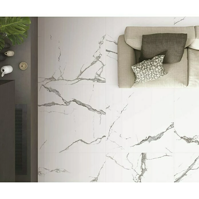 BAUHAUS Feinsteinzeugfliese Calacatta 100 X 100 Cm, Weiß, Glänzend 3 BAUHAUS Feinsteinzeugfliese Calacatta 100 X 100 Cm, Weiß, Glänzend – Bild 3