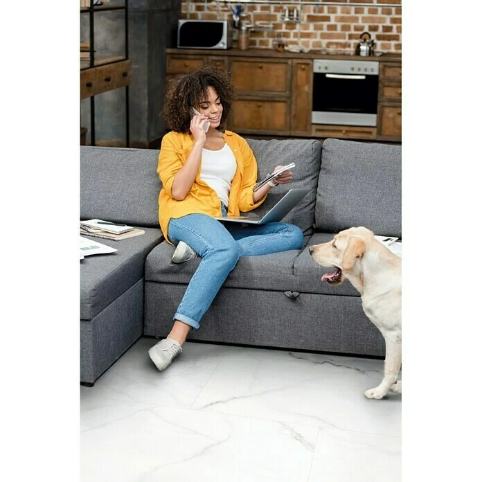 BAUHAUS Feinsteinzeugfliese Rock Ford 60 X 120 Cm, Weiß/Grau, Glänzend 5 BAUHAUS Feinsteinzeugfliese Rock Ford 60 X 120 Cm, Weiß/Grau, Glänzend – Bild 5