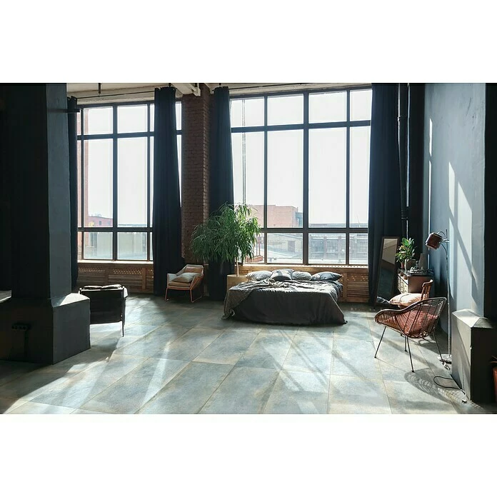 BAUHAUS Metallica Feinsteinzeugfliese Lamina 60 X 120 Cm, Blau/Grau, Schimmernd 2 BAUHAUS Metallica Feinsteinzeugfliese Lamina 60 X 120 Cm, Blau/Grau, Schimmernd – Bild 2