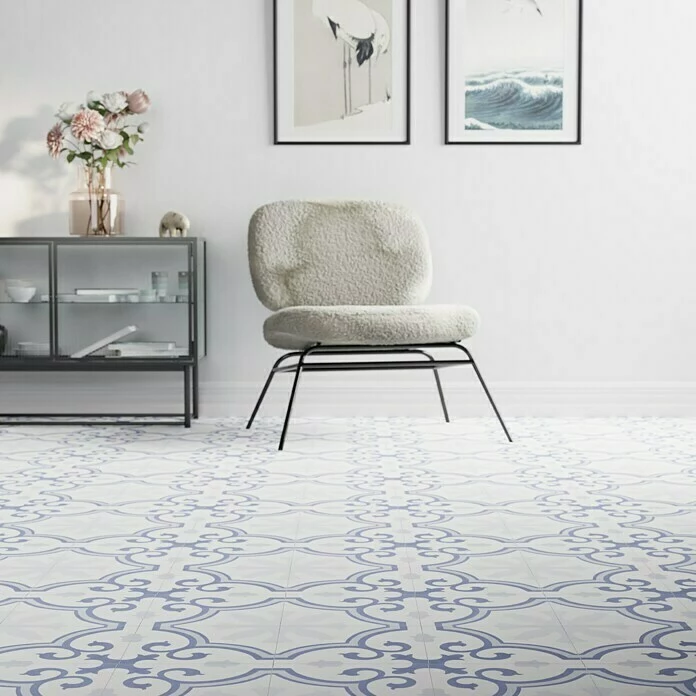 BAUHAUS Feinsteinzeugfliese Vintage Lacour 25 X 25 Cm, Weiß/Blau/Grau, Matt 3 BAUHAUS Feinsteinzeugfliese Vintage Lacour 25 X 25 Cm, Weiß/Blau/Grau, Matt – Bild 3