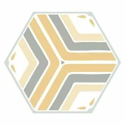 BAUHAUS Feinsteinzeugfliese Hexagon Jasmine Yellow 25 X 22 Cm, Gelb/Grau/Orange, Matt