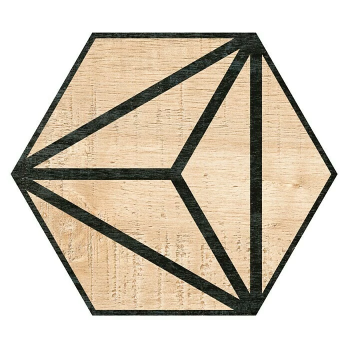 BAUHAUS Feinsteinzeugfliese Hexagon Tribeca Beige 22 X 25 Cm, Schwarz/Beige, Matt 1 BAUHAUS Feinsteinzeugfliese Hexagon Tribeca Beige 22 X 25 Cm, Schwarz/Beige, Matt