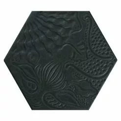 BAUHAUS Feinsteinzeugfliese Hexagon Gaudi Black 22 X 25 Cm, Schwarz, Matt