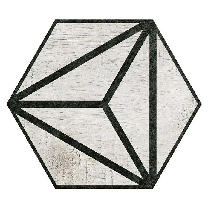 BAUHAUS Feinsteinzeugfliese Hexagon Tribeca Grey 22 X 25 Cm, Grau/Schwarz, Matt 1 BAUHAUS Feinsteinzeugfliese Hexagon Tribeca Grey 22 X 25 Cm, Grau/Schwarz, Matt