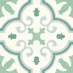 BAUHAUS Feinsteinzeugfliese Vintage Rivera Montecarlo 25 X 25 Cm, Weiß/Grau/Grün, Matt