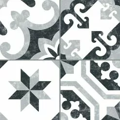 BAUHAUS Feinsteinzeugfliese Vintage Barcelona Borne 25 X 25 Cm, Schwarz/Grau/Weiß, Matt