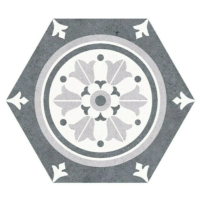 BAUHAUS Feinsteinzeugfliese Hexagon Vintage Farnese 25 X 22 Cm, Grau/Weiß, Matt 1 BAUHAUS Feinsteinzeugfliese Hexagon Vintage Farnese 25 X 22 Cm, Grau/Weiß, Matt