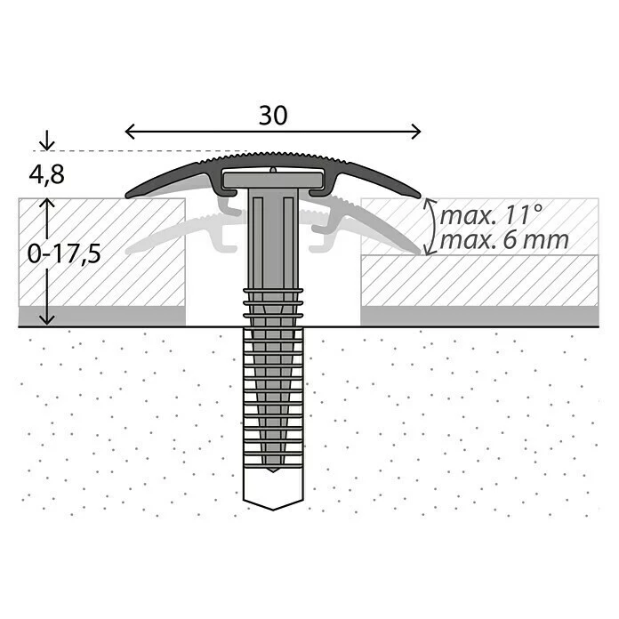 BAUHAUS LOGOCLIC Übergangsprofil 201 Nussbaum, 0,9 M X 30 Mm, Montageart: Schrauben 2 BAUHAUS LOGOCLIC Übergangsprofil 201 Nussbaum, 0,9 M X 30 Mm, Montageart: Schrauben – Bild 2