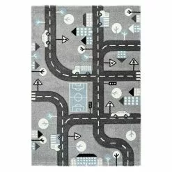 BAUHAUS Kayoom Kurzflorteppich Straßenverkehr Silber, 170 X 120 Cm, 100 % Polypropylen