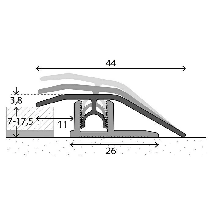 BAUHAUS LOGOCLIC Anpassprofil 307 Aluminium Gebürstet, 0,9 M X 44 Mm, Montageart: Stecken 2 BAUHAUS LOGOCLIC Anpassprofil 307 Aluminium Gebürstet, 0,9 M X 44 Mm, Montageart: Stecken – Bild 2