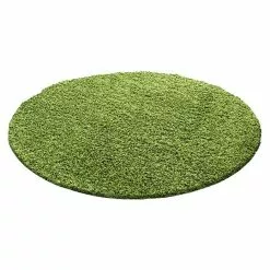 BAUHAUS Hochflorteppich Life 1500 Grün, Durchmesser: 200 Cm, 100% Polypropylen