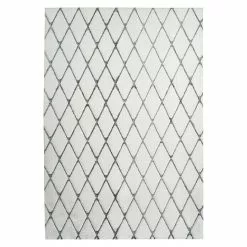 BAUHAUS Kayoom Hochflorteppich Vivica 225 Weiß/Anthrazit, 230 X 160 Cm, 100 % Polyester