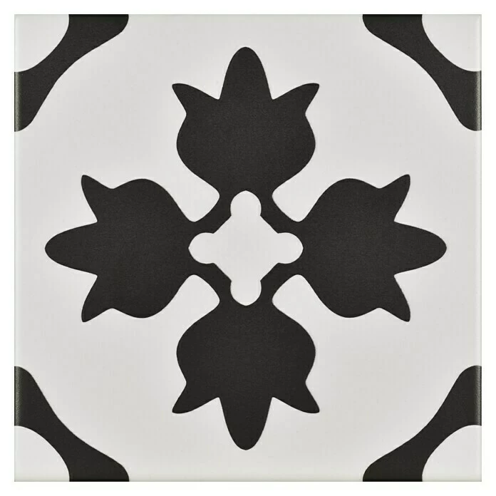 BAUHAUS Modern Style Feinsteinzeugfliese Queens 15 X 15 Cm, Schwarz/Weiß, Matt 1 BAUHAUS Modern Style Feinsteinzeugfliese Queens 15 X 15 Cm, Schwarz/Weiß, Matt