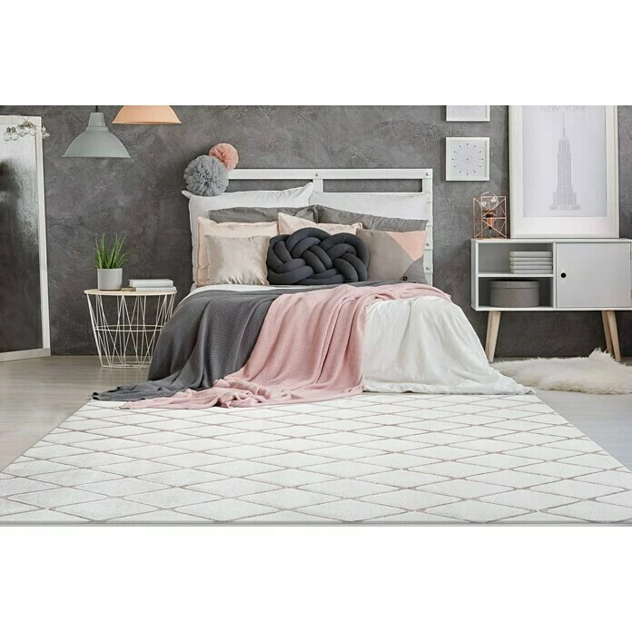 BAUHAUS Kayoom Hochflorteppich Vivica 225 Weiß/Rosé, 230 X 160 Cm, 100 % Polyester 4 BAUHAUS Kayoom Hochflorteppich Vivica 225 Weiß/Rosé, 230 X 160 Cm, 100 % Polyester – Bild 4