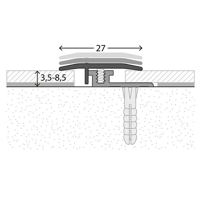 BAUHAUS LOGOCLIC Übergangsprofil 326 Silber, 0,9 M X 27 Mm, Montageart: Schrauben 2 BAUHAUS LOGOCLIC Übergangsprofil 326 Silber, 0,9 M X 27 Mm, Montageart: Schrauben – Bild 2