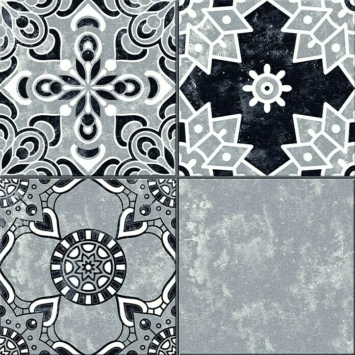 BAUHAUS Feinsteinzeugfliese Vintage Xerea 25 X 25 Cm, Schwarz/Grau/Weiß, Matt 1 BAUHAUS Feinsteinzeugfliese Vintage Xerea 25 X 25 Cm, Schwarz/Grau/Weiß, Matt