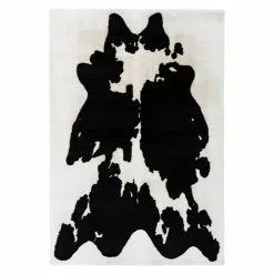 BAUHAUS Kayoom Hochflorteppich Kuh Weiß/Schwarz, 160 X 120 Cm, 100 % Polyester