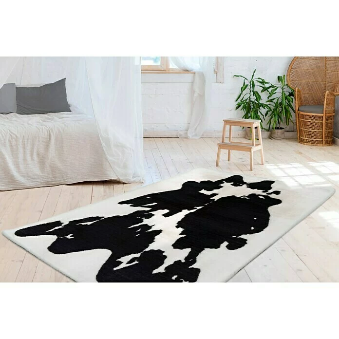 BAUHAUS Kayoom Hochflorteppich Kuh Weiß/Schwarz, 160 X 120 Cm, 100 % Polyester 4 BAUHAUS Kayoom Hochflorteppich Kuh Weiß/Schwarz, 160 X 120 Cm, 100 % Polyester – Bild 4