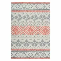 BAUHAUS Kayoom Flachgewebeteppich Ethnie Grau/Rot, 230 X 160 Cm, 100 % Baumwolle