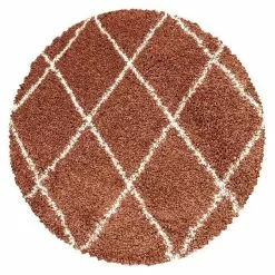 BAUHAUS Hochflorteppich Alvor 3401 Terra, Durchmesser: 80 Cm, 100% Polypropylen