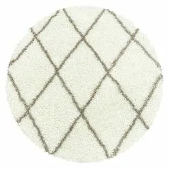 BAUHAUS Hochflorteppich Alvor 3401 Cream, Durchmesser: 200 Cm, 100% Polypropylen