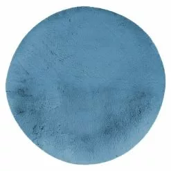 BAUHAUS Teppich Rund Happy Himmelblau, Durchmesser: 120 Cm, 100 % Polyester (Flor)