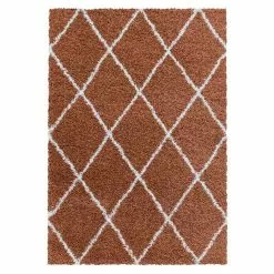 BAUHAUS Hochflorteppich Alvor 3401 Terra, 250 X 80 Cm, 100% Polypropylen