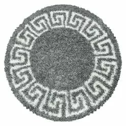 BAUHAUS Hochflorteppich Hera 3301 Grau, Durchmesser: 120 Cm, 100% Polypropylen