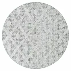 BAUHAUS Hochflorteppich Pisa 4707 Grau, Durchmesser: 80 Cm, 100% Polypropylen