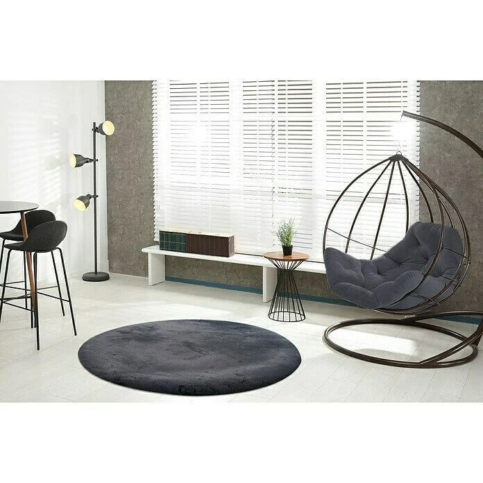 BAUHAUS Teppich Rund Happy Graphit, Durchmesser: 160 Cm, 100 % Polyester (Flor) 2 BAUHAUS Teppich Rund Happy Graphit, Durchmesser: 160 Cm, 100 % Polyester (Flor) – Bild 2