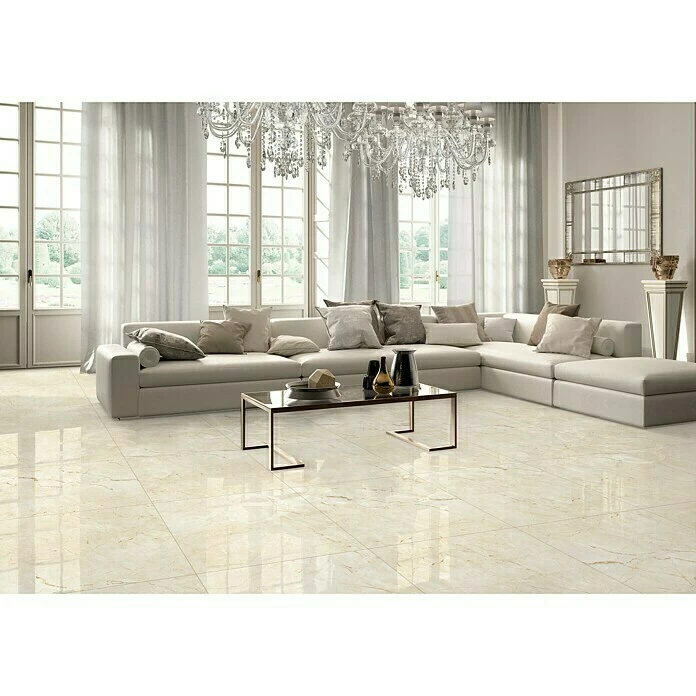 BAUHAUS Feinsteinzeugfliese Mercury 80 X 80 Cm, Crema, Glänzend 3 BAUHAUS Feinsteinzeugfliese Mercury 80 X 80 Cm, Crema, Glänzend – Bild 3