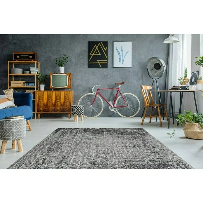 BAUHAUS Kayoom Kurzflorteppich Baroque Anthrazit, 150 X 80 Cm, 100 % Polyester 4 BAUHAUS Kayoom Kurzflorteppich Baroque Anthrazit, 150 X 80 Cm, 100 % Polyester – Bild 4