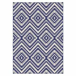 BAUHAUS Outdoor-Teppich Monza Blau/Weiß, 170 X 120 Cm, 100 % Polypropylen