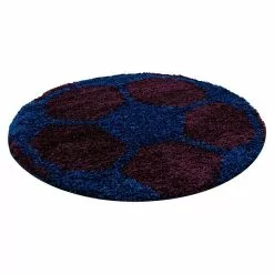 BAUHAUS Hochflorteppich Fun 6001 Navy, Durchmesser: 100 Cm, 100% Polypropylen