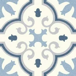 BAUHAUS Feinsteinzeugfliese Vintage Rivera Montecarlo 25 X 25 Cm, Weiß/Blau/Grau, Matt