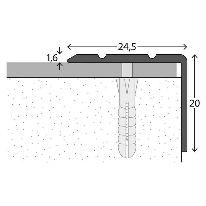 BAUHAUS LOGOCLIC Winkelprofil 162 Edelstahl Matt, 1 M X 24,5 Mm X 20 Mm, Montageart: Schrauben 2 BAUHAUS LOGOCLIC Winkelprofil 162 Edelstahl Matt, 1 M X 24,5 Mm X 20 Mm, Montageart: Schrauben – Bild 2