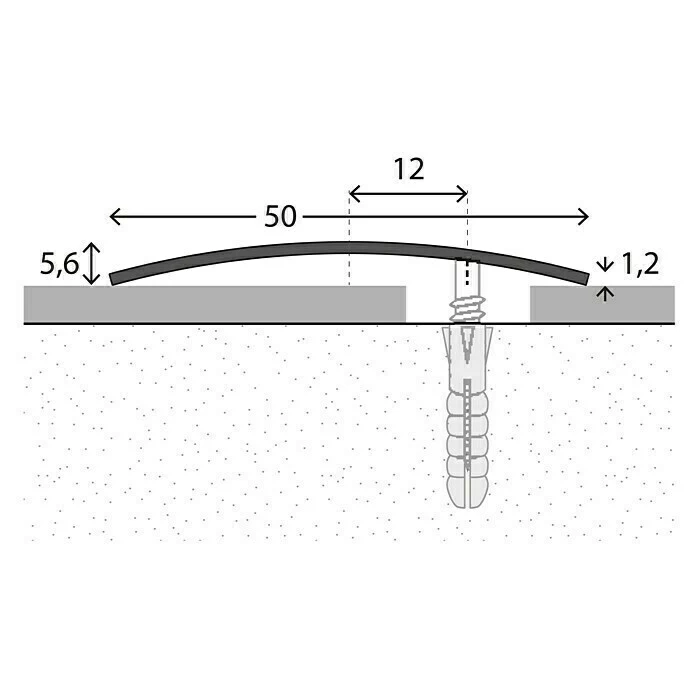 BAUHAUS LOGOCLIC Übergangsprofil 101 Edelstahl Matt, 0,9 M X 50 Mm X 5,6 Mm, Montageart: Schrauben, Seitlich Versenkt Gelocht 2 BAUHAUS LOGOCLIC Übergangsprofil 101 Edelstahl Matt, 0,9 M X 50 Mm X 5,6 Mm, Montageart: Schrauben, Seitlich Versenkt Gelocht – Bild 2
