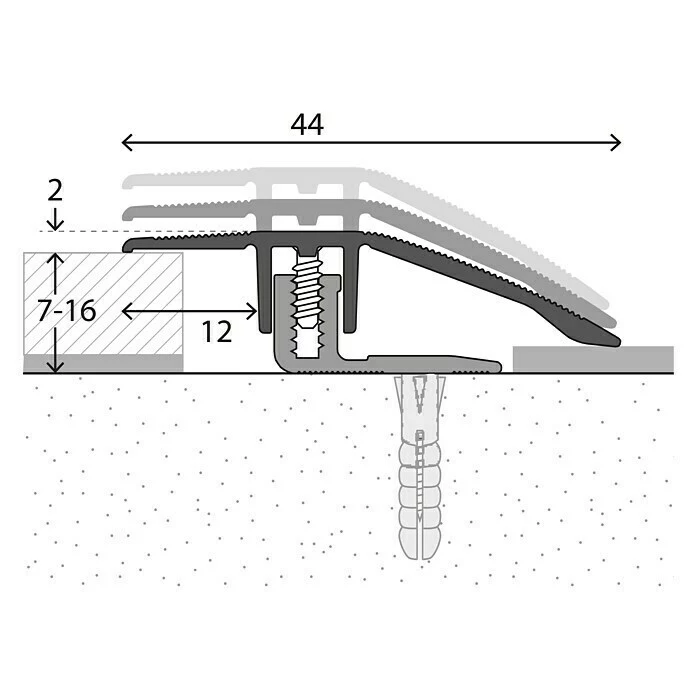 BAUHAUS LOGOCLIC Anpassprofil 221 Silber, 2,7 M X 44 Mm, Montageart: Schrauben 2 BAUHAUS LOGOCLIC Anpassprofil 221 Silber, 2,7 M X 44 Mm, Montageart: Schrauben – Bild 2