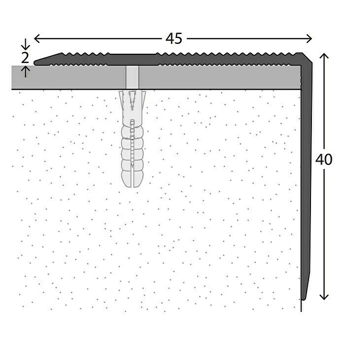 BAUHAUS LOGOCLIC Treppenkantenprofil 294 Silber, 1 M X 45 Mm X 40 Mm, Montageart: Schrauben 2 BAUHAUS LOGOCLIC Treppenkantenprofil 294 Silber, 1 M X 45 Mm X 40 Mm, Montageart: Schrauben – Bild 2