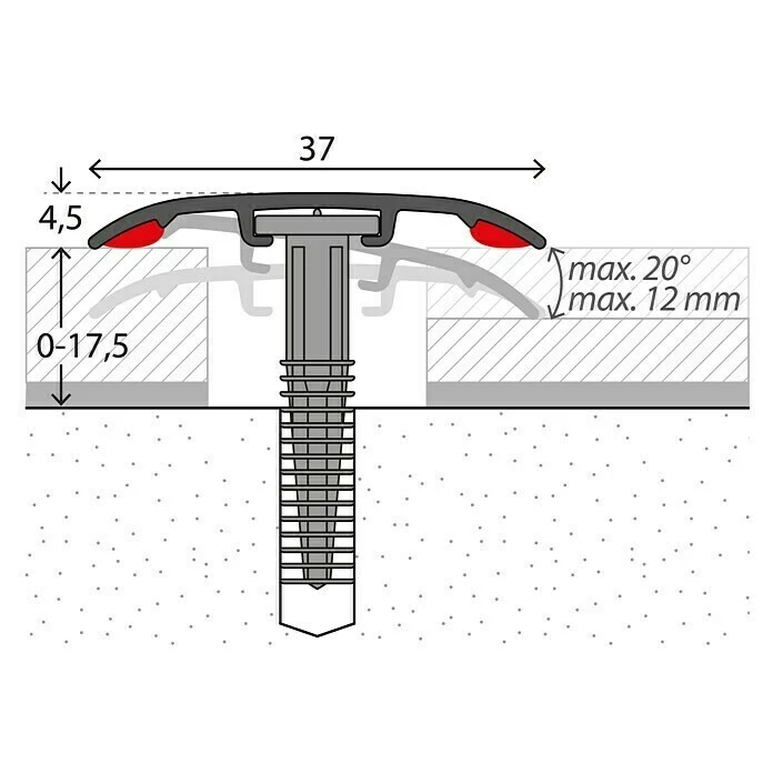 BAUHAUS LOGOCLIC Universalprofil 3in1 Sharky Tiles 0,9 M X 37 Mm X 4,5 Mm, Montageart: Schrauben 2 BAUHAUS LOGOCLIC Universalprofil 3in1 Sharky Tiles 0,9 M X 37 Mm X 4,5 Mm, Montageart: Schrauben – Bild 2