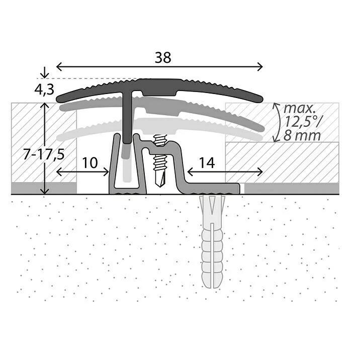 BAUHAUS LOGOCLIC Übergangsprofil 401 Silber, 0,9 M X 38 Mm, Montageart: Schrauben 2 BAUHAUS LOGOCLIC Übergangsprofil 401 Silber, 0,9 M X 38 Mm, Montageart: Schrauben – Bild 2