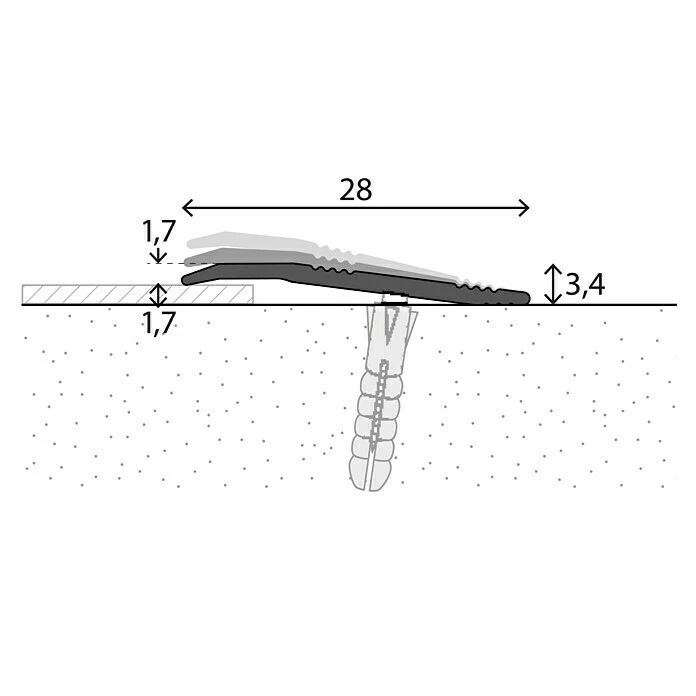 BAUHAUS LOGOCLIC Rampenprofil 262 Edelstahl Matt, 0,9 M X 28 Mm, Montageart: Schrauben 2 BAUHAUS LOGOCLIC Rampenprofil 262 Edelstahl Matt, 0,9 M X 28 Mm, Montageart: Schrauben – Bild 2