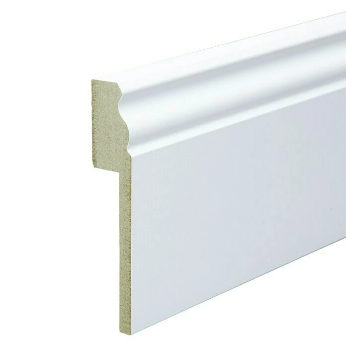 BAUHAUS Sockelleiste Weiß, 2,4 M X 19 Mm X 100 Mm, Profiliert 1 BAUHAUS Sockelleiste Weiß, 2,4 M X 19 Mm X 100 Mm, Profiliert