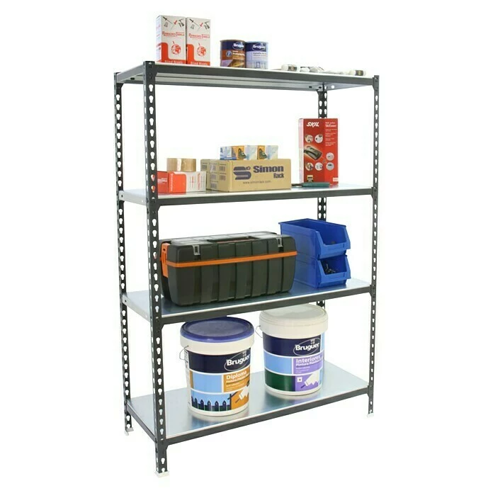 BAUHAUS Simonrack Simonclick Metallregal L X B X H: 50 X 100 X 150 Cm, Traglast: 180 Kg/Boden, Anzahl Böden: 4 Stk., Stecken, Anthrazit/Weiß 3 BAUHAUS Simonrack Simonclick Metallregal L X B X H: 50 X 100 X 150 Cm, Traglast: 180 Kg/Boden, Anzahl Böden: 4 Stk., Stecken, Anthrazit/Weiß – Bild 3