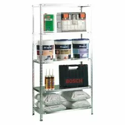 BAUHAUS Simonrack Comfort Metallregal L X B X H: 40 X 90 X 180 Cm, Traglast: 100 Kg/Boden, Anzahl Böden: 5, Schrauben, Silber -Angebote Fliesen Store 12 6457