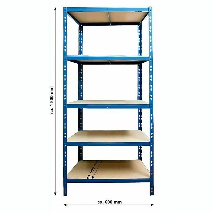 BAUHAUS Regalux Metall-Schwerlastregal M L X B X H: 50 X 60 X 180 Cm, Traglast: 290 Kg/Boden, Anzahl Böden: 5 Stk., Stecken, Blau 4 BAUHAUS Regalux Metall-Schwerlastregal M L X B X H: 50 X 60 X 180 Cm, Traglast: 290 Kg/Boden, Anzahl Böden: 5 Stk., Stecken, Blau – Bild 4