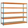 BAUHAUS Simonrack Simonforte Metall-Schwerlastregal L X B X H: 45 X 120 X 300 Cm, Traglast: 600 Kg/Boden, Anzahl Böden: 5, Blau/Orange