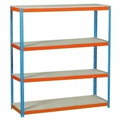 BAUHAUS Simonrack Simonforte Metall-Schwerlastregal L X B X H: 60 X 240 X 200 Cm, Traglast: 400 Kg/Boden, Anzahl Böden: 4, Blau/Orange